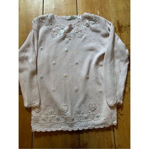 **SOLD** Vtg Carolyn Taylor Pearled Embroidered Sweater